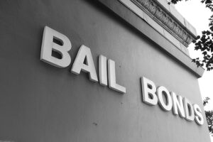 Bail Bonds sign on office building exterior