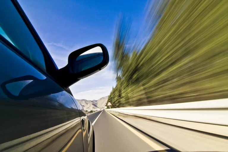 Abstract blurred action from car at high speed