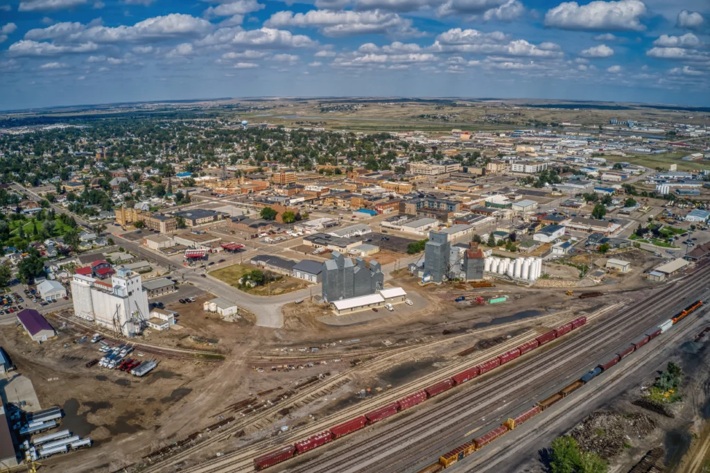 Aerial View of Williston North Dakota - Sand Law PLLC Williston Office